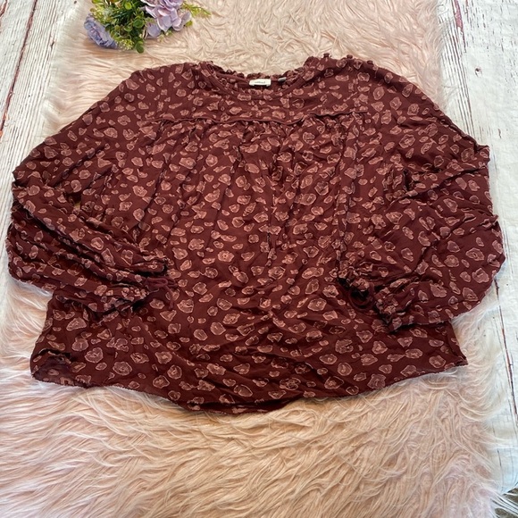 Aritzia Wilfred Lourdes Chiffon Prairie Blouse sz L - Picture 1 of 10